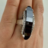 925 Sterling Silver Nephrite & Quartz Ring Size 8