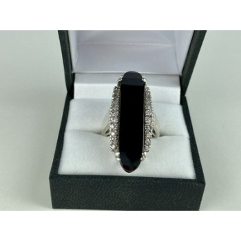 925 STERLING SILVER NEPHRITE & QUARTZ RING SIZE 8