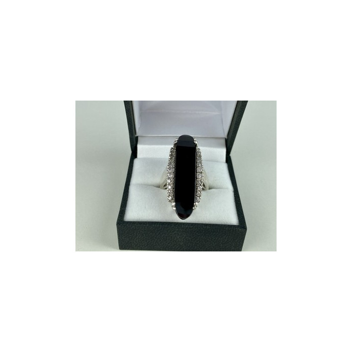 925 STERLING SILVER NEPHRITE & QUARTZ RING SIZE 8