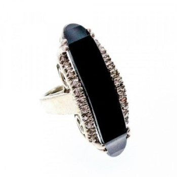 925 Sterling Silver Nephrite & Quartz Ring Size 8