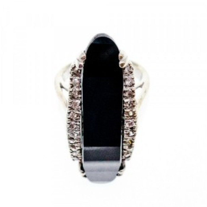 925 Sterling Silver Nephrite & Quartz Ring Size 8