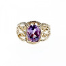 925 Sterling Silver Amethyst Openwork Ring Size 7