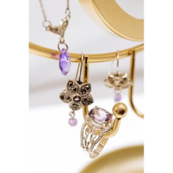 925 Sterling Silver Amethyst Openwork Ring Size 7