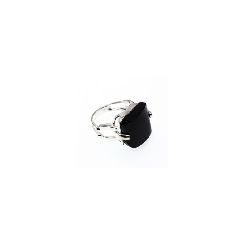 925 STERLING SILVER BLACK NEPHRITE ( JADE ) RING SIZE 8