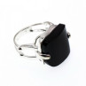 925 Sterling Silver Black Nephrite ( Jade ) Ring Size 8