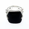 925 Sterling Silver Black Nephrite ( Jade ) Ring Size 8