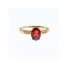 10K YELLOW GOLD GARNET & DIAMONDS RING SIZE 6.5