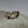 925 Sterling Silver Abalone & Enamel Hearts Ring Size 5