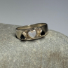 925 Sterling Silver Abalone & Enamel Hearts Ring Size 5