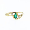 14K Yellow Gold Emerald & Diamonds Ring Size 8