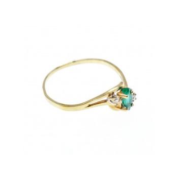 14K YELLOW GOLD EMERALD & DIAMONDS RING SIZE 8