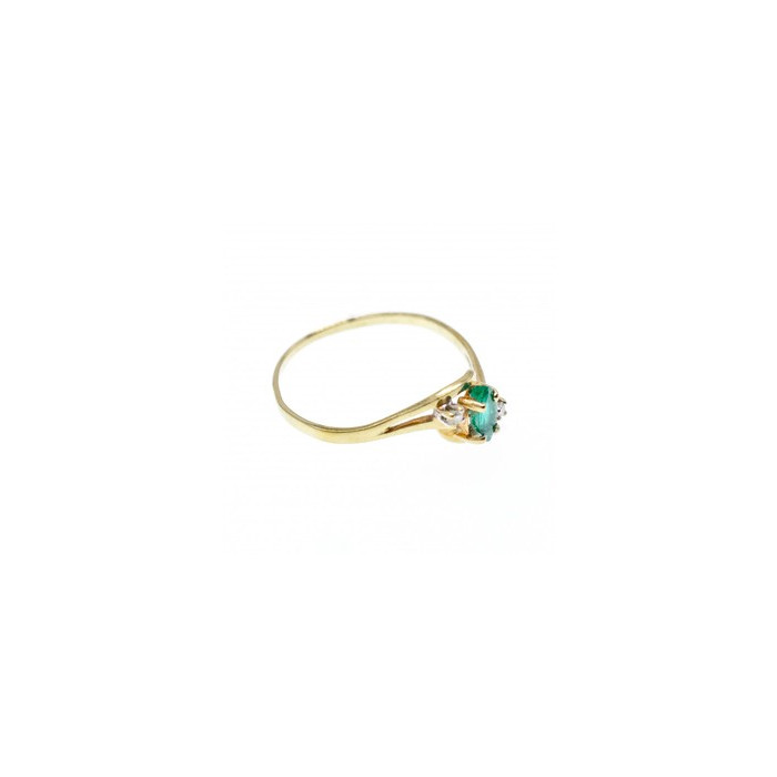 14K YELLOW GOLD EMERALD & DIAMONDS RING SIZE 8