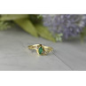 14K YELLOW GOLD EMERALD & DIAMONDS RING SIZE 8