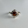 Vintage 925 Sterling Silver Amber Ring Size 5.5