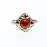 Vintage 925 Sterling Silver Amber Ring Size 5.5