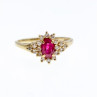 14K Yellow Gold Ruby & Diamonds Ring Size 8