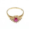 14K Yellow Gold Ruby & Diamonds Ring Size 8