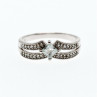 925 Sterling Silver Aquamarine & CZ Ring Size 11
