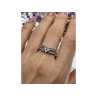 925 Sterling Silver Aquamarine & CZ Ring Size 11