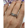 925 Sterling Silver Aquamarine & CZ Ring Size 11