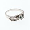 925 Sterling Silver Aquamarine & CZ Ring Size 11