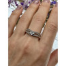925 Sterling Silver Aquamarine & CZ Ring Size 11