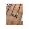 925 Sterling Silver Aquamarine & CZ Ring Size 11