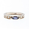 925 Sterling Silver Iolite & CZ Band Ring Size 6.5
