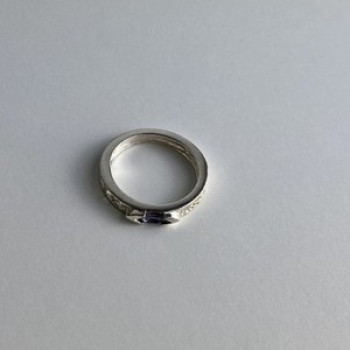 925 Sterling Silver Iolite & CZ Band Ring Size 6.5