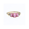 10K YELLOW GOLD PINK TOPAZ & DIAMONDS RING SIZE 6.5