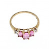 10K Yellow Gold Pink Topaz & Diamonds Ring Size 6.5
