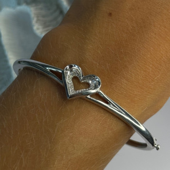 925 Sterling Silver NDI Diamond Heart Bracelet