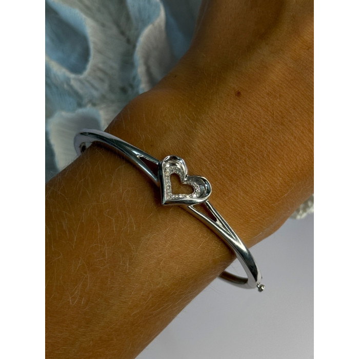 925 Sterling Silver NDI Diamond Heart Bracelet