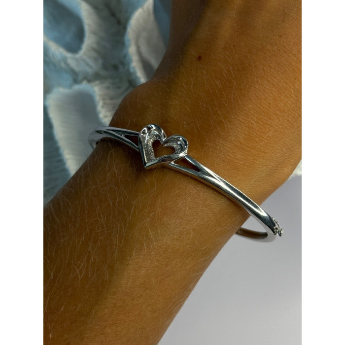 925 Sterling Silver NDI Diamond Heart Bracelet