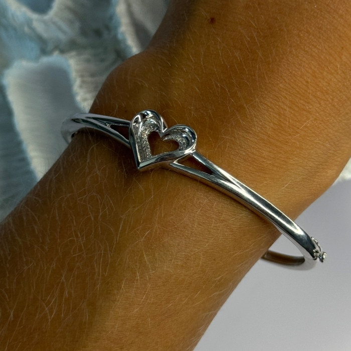 925 Sterling Silver NDI Diamond Heart Bracelet