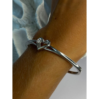 925 Sterling Silver NDI Diamond Heart Bracelet