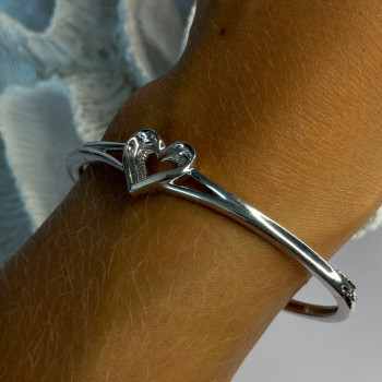 925 Sterling Silver NDI Diamond Heart Bracelet