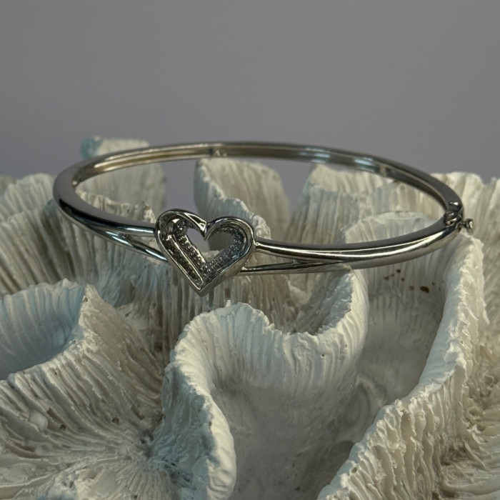 925 Sterling Silver NDI Diamond Heart Bracelet
