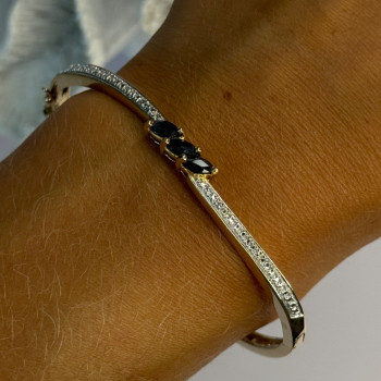 925 Sterling Silver Gold Plated Sapphire Bracelet