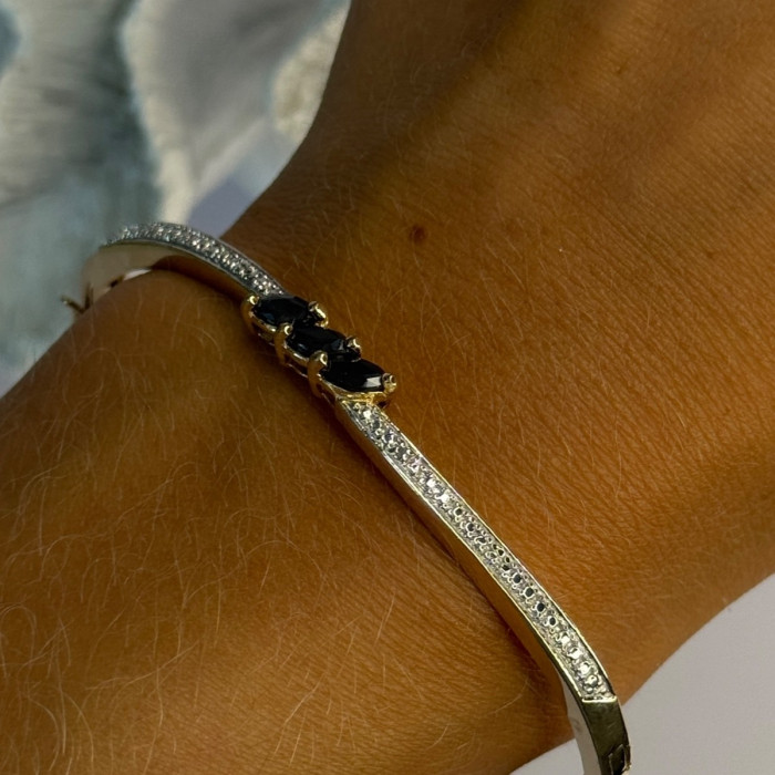 925 Sterling Silver Gold Plated Sapphire Bracelet