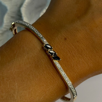 925 Sterling Silver Gold Plated Sapphire Bracelet