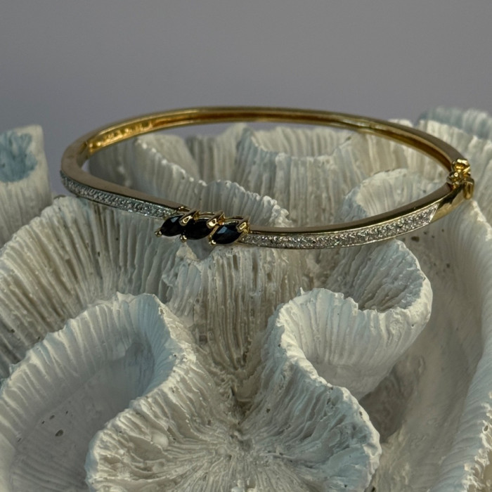 925 Sterling Silver Gold Plated Sapphire Bracelet
