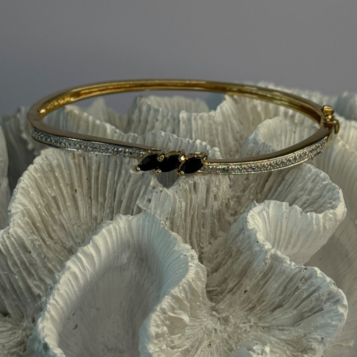 925 Sterling Silver Gold Plated Sapphire Bracelet