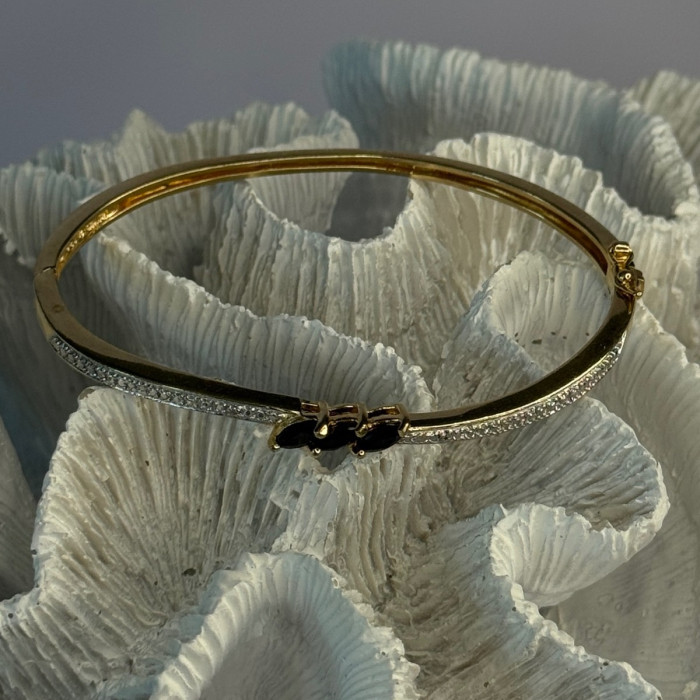 925 Sterling Silver Gold Plated Sapphire Bracelet