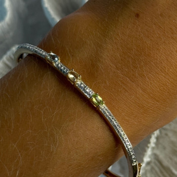 925 Sterling Silver Gold Plated Topaz Citrine Peridot Bracelet