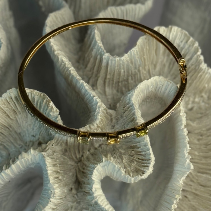 925 Sterling Silver Gold Plated Topaz Citrine Peridot Bracelet