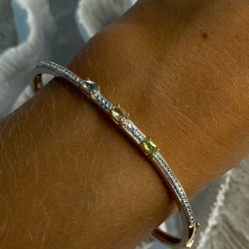 925 Sterling Silver Gold Plated Topaz Citrine Peridot Bracelet
