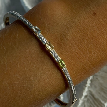 925 Sterling Silver Gold Plated Topaz Citrine Peridot Bracelet