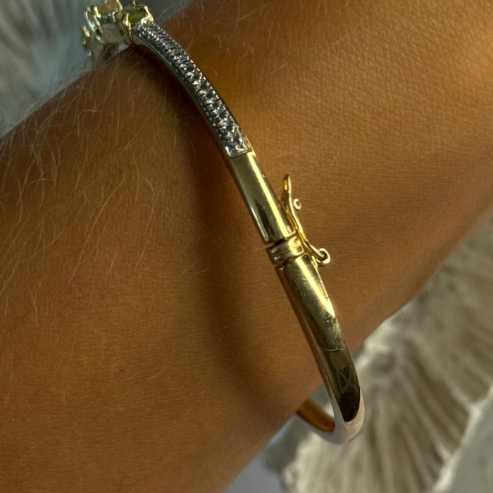 925 Sterling Silver Gold Plated Topaz Citrine Peridot Bracelet