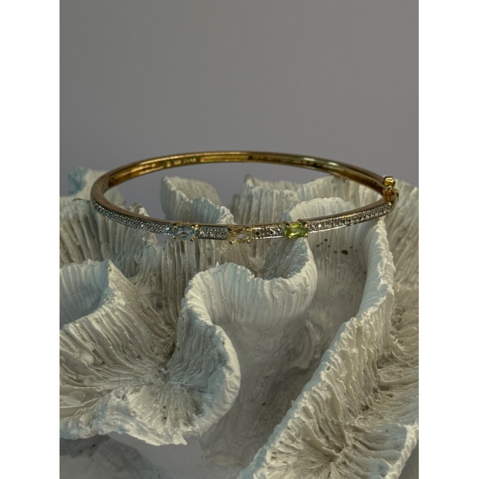 925 Sterling Silver Gold Plated Topaz Citrine Peridot Bracelet